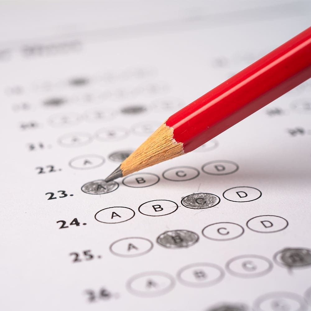 Answer sheets with Pencil drawing fill to select choice, education concept